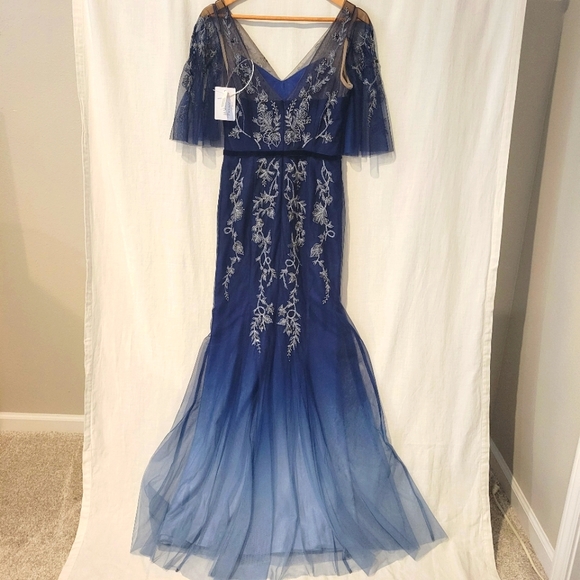 Marchesa Blue Ombre Evening Gown - Picture 8 of 11